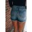 Medium Wash Blue Distressed Daisy Patches Denim Shorts