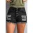 Black Gypsy Mid-rise Distressed Denim Shorts